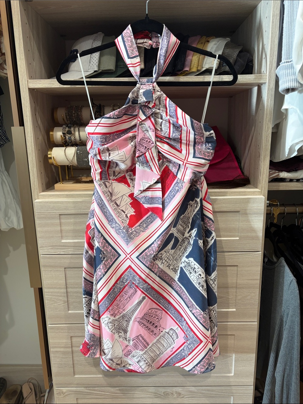 Lizard Thicket Pink and Navy Halter Mini Dress
